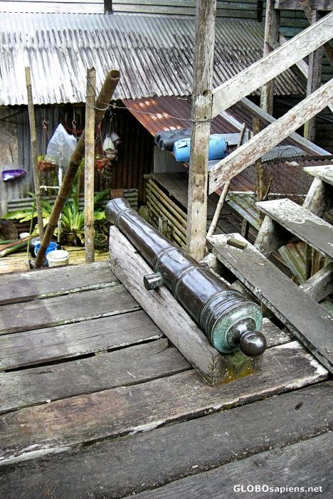 Postcard An Old Cannon at the Annah Rais Longhouse