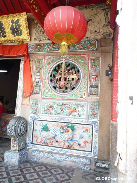 Postcard Of Lanterns and Colourful Carvings on the wall