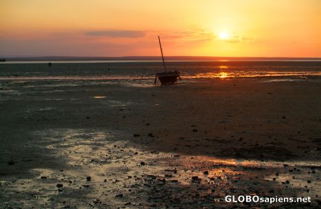 Postcard Ibo - sunset at low tide