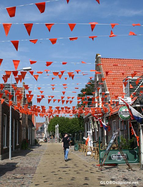 Postcard Orange flags in honour of the World Cup