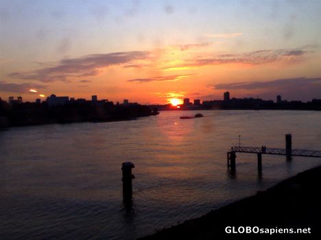 Postcard Sunset on the River Maas