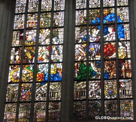Postcard Nieuwe Kerk - Stained Glass Windows