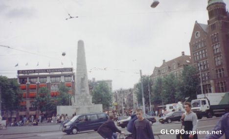 Postcard War Monument in Amsterdam