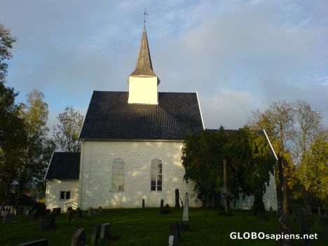 Postcard Røyken Church; From the churchyard
