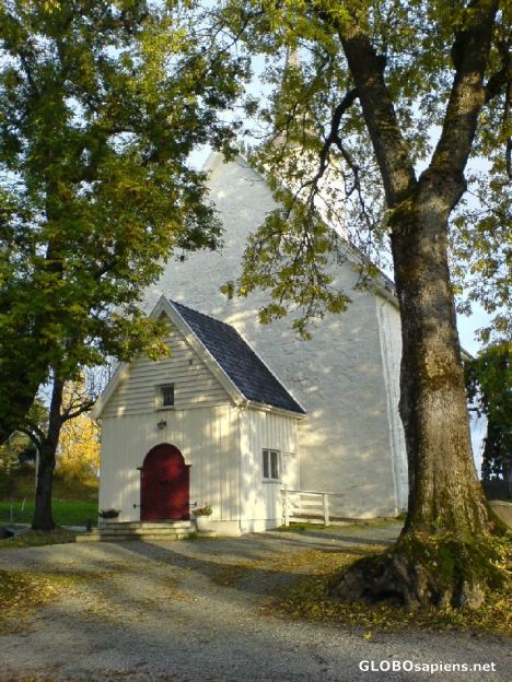 Postcard Røyken Church; The main door
