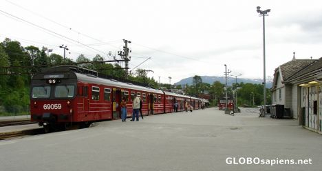 Postcard Bergen train