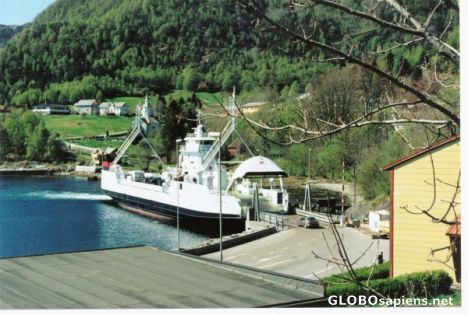 Postcard Lavik 3 - car ferry to Oppedal