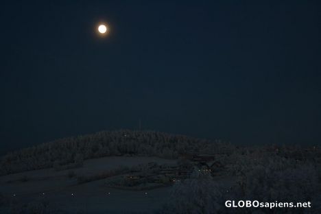 Postcard Full moon over Midtbygda on Christmas Eve
