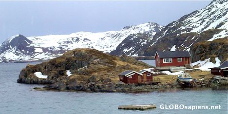 Postcard Finnkjerka fishing cabins