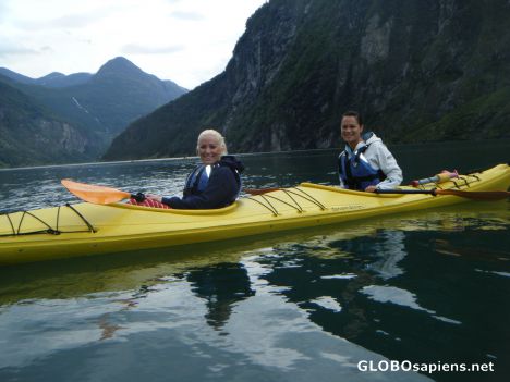 Postcard Kayaking in the Geiranger Fjord