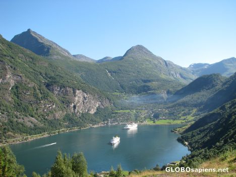 Postcard Geirangerfjord seen from the West