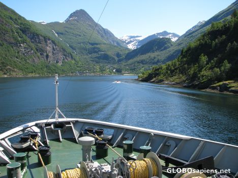 Postcard You can see Geiranger at the edge of the fjord