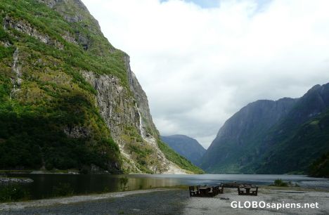 Postcard On the shore of Naerofjord