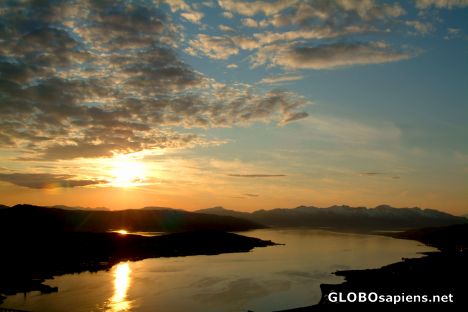 Postcard Tromsø - the sun one minute past midnight