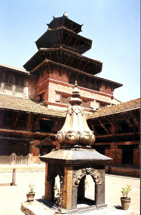 Postcard Interior of Mul Chowk with Bidya Mandir shrine