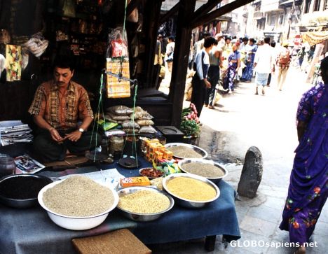 Postcard Market szene on Kathmandu Durbar Square
