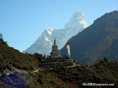 Postcard The stupa and Ama Bablam