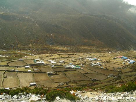 Postcard view over Dingboche