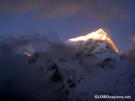 Postcard Everest and Nuptse at dusk