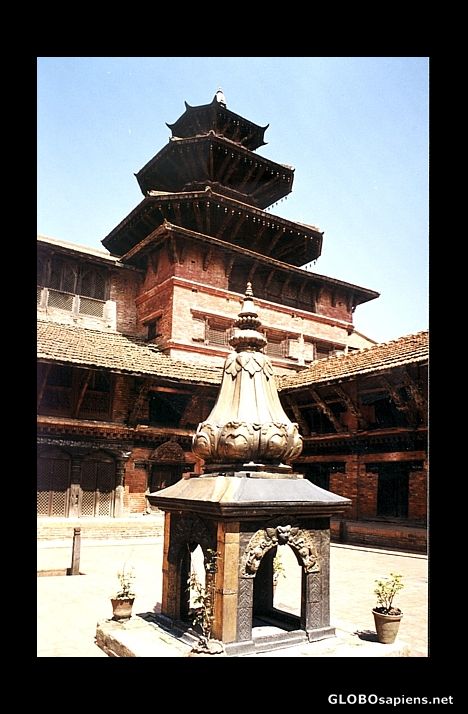 Postcard Interior of Mul Chowk wit Bidya Mandir shrine