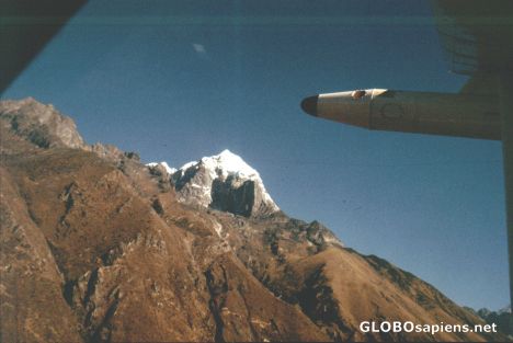Postcard Himalaya-Flight, Look to the Mt. Everest 8.848 m