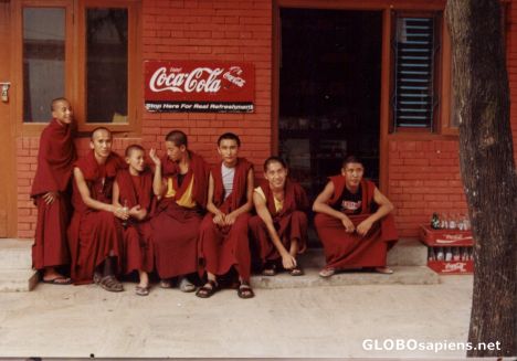 Postcard Buddhist monks relaxing