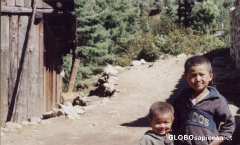 Postcard Nepali mountain children