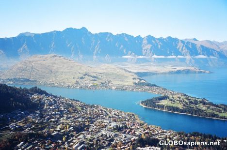 Postcard Town with Remarkables Mt Range
