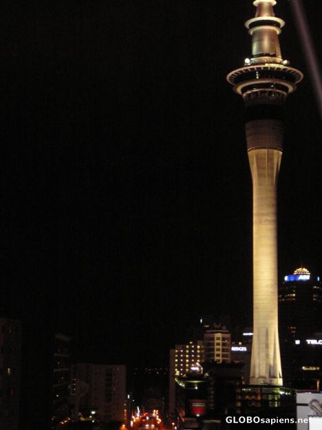 Postcard Auckland and Sky Tower by night