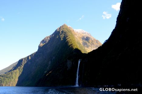 Postcard Milford Sound (NZ) - a permanent waterfall