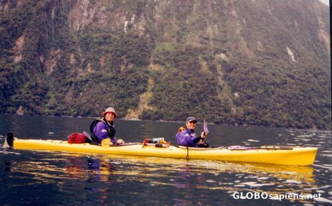 Postcard Kayaking at Milford Sound New Zealand