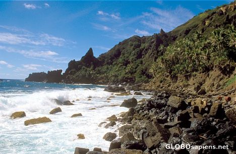 Postcard Pitcairn Island shore