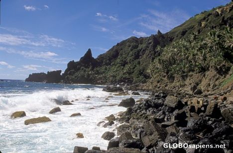 Postcard Shore of Pitcairn Island