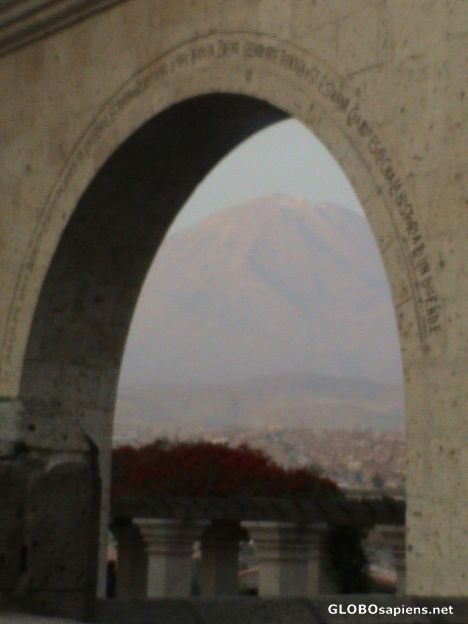 Postcard Arch view of El misti