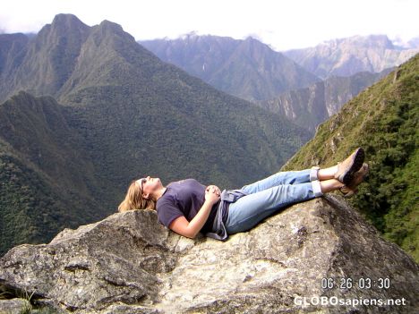 Postcard A dangerous respite, Inca Trail.