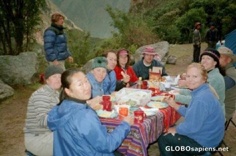 Postcard Inka Trail-Typical Dinner Time Gathering