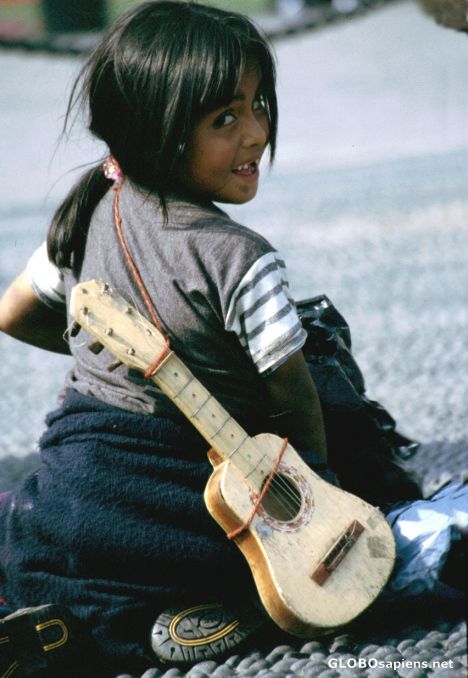 Postcard Girl with Guitar