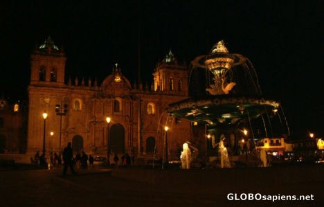 Postcard Cusco Fountain and Church