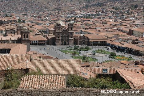 Postcard Plaza de Armas at Cusco seen from above