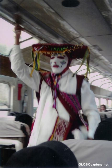 Postcard Clown on the train