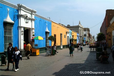 Postcard Trujillo pedestrianised street
