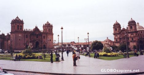 Postcard Plaza de armas of Cusco.