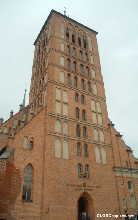 Postcard Basilica in Braniewo - tower