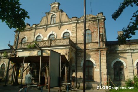 Postcard Railway station in Aleksandrów Kujawski