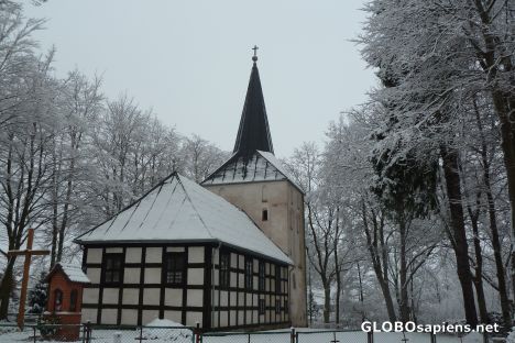 Postcard View of the church in Wytowno