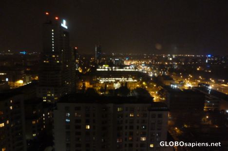 Postcard Warsaw by night