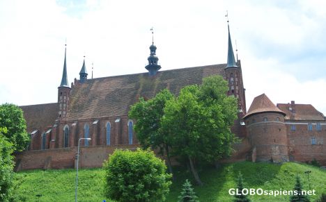 Postcard Brick Gothic cathedral in Frombork.