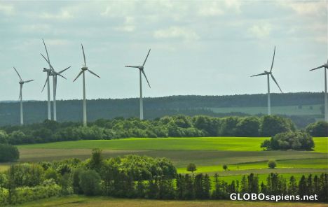 Postcard Gniewino - View of a wind farm