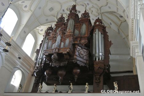 Postcard Church in Kazimierz Dolny - church organ