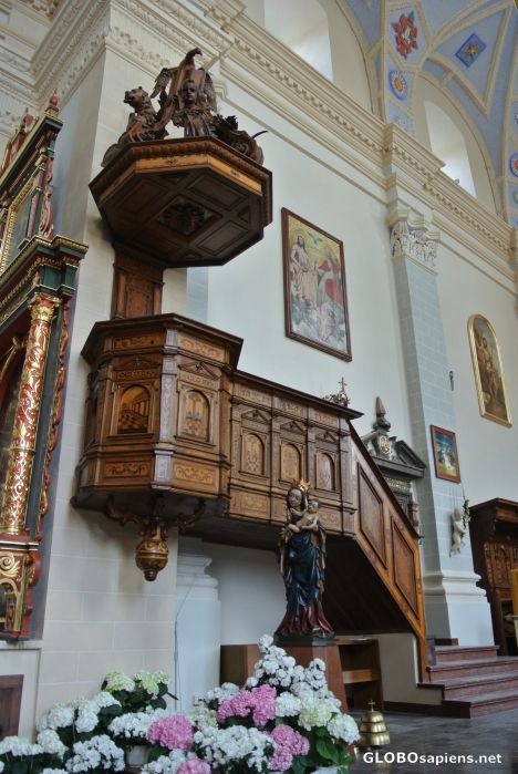 Postcard The pulpit in the church in Kazimierz Dolny